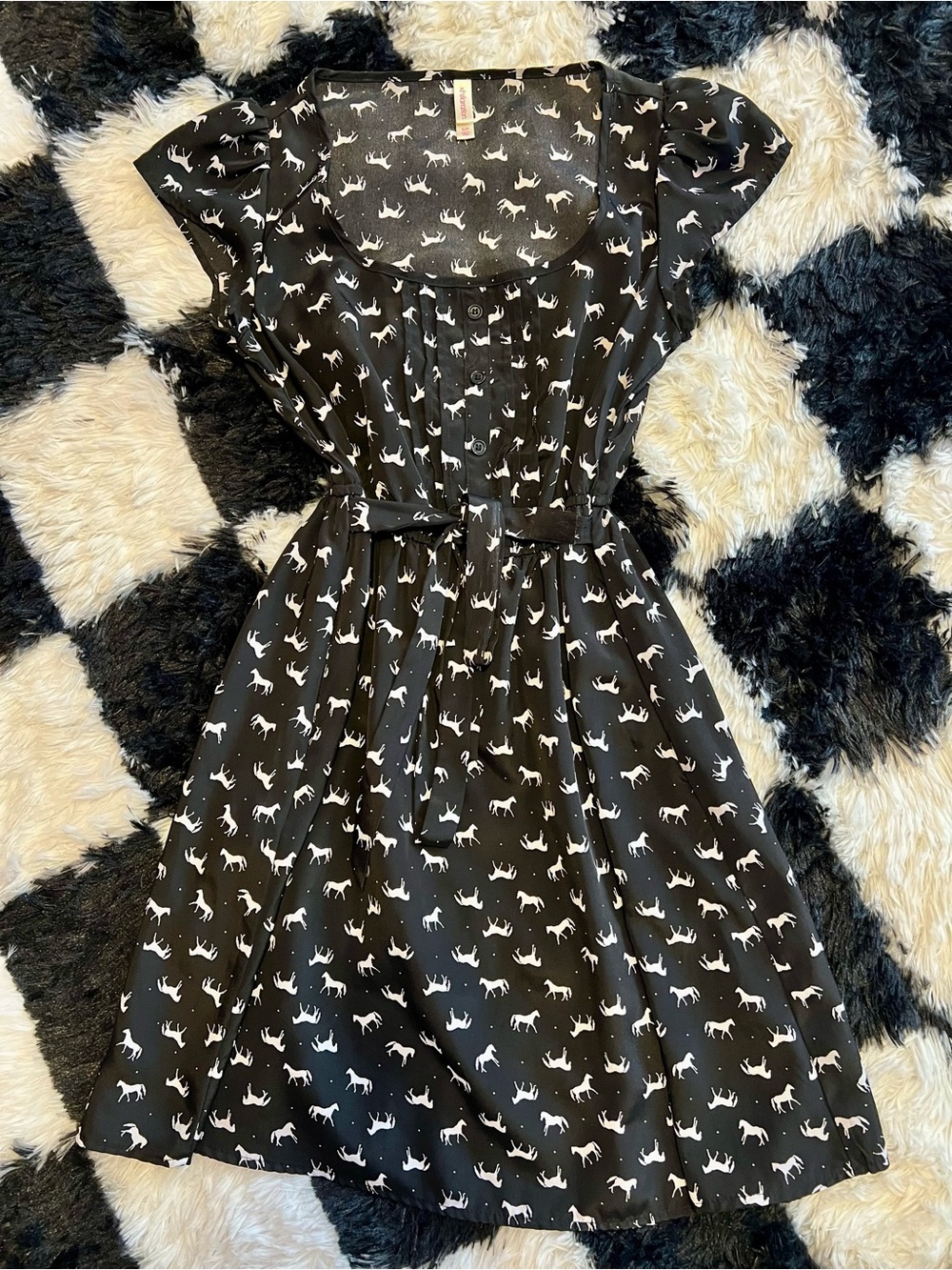 Xhilaration Black Dress with White Horse Motif
